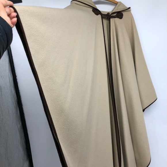 Vintage Saint Laurent Rive Gauche Tan drape Cape oversized hood 1970s Moroccan - Picture 6 of 16
